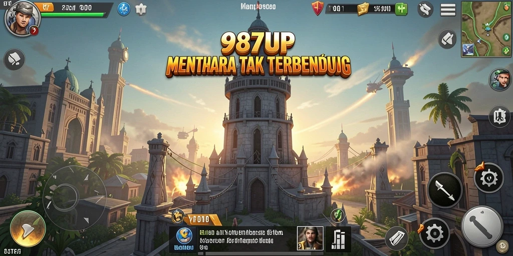 Tampilan gameplay seru di Tower Defense 987UP.