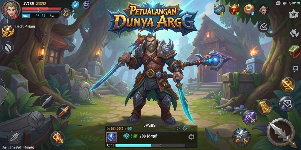 Screenshot menampilkan karakter bertarung melawan monster dalam JVS88.