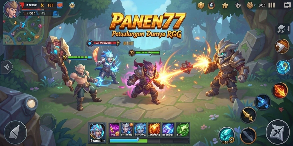 Tampilan gameplay seru dalam RPG PANEN77 yang menampilkan pertarungan epik.