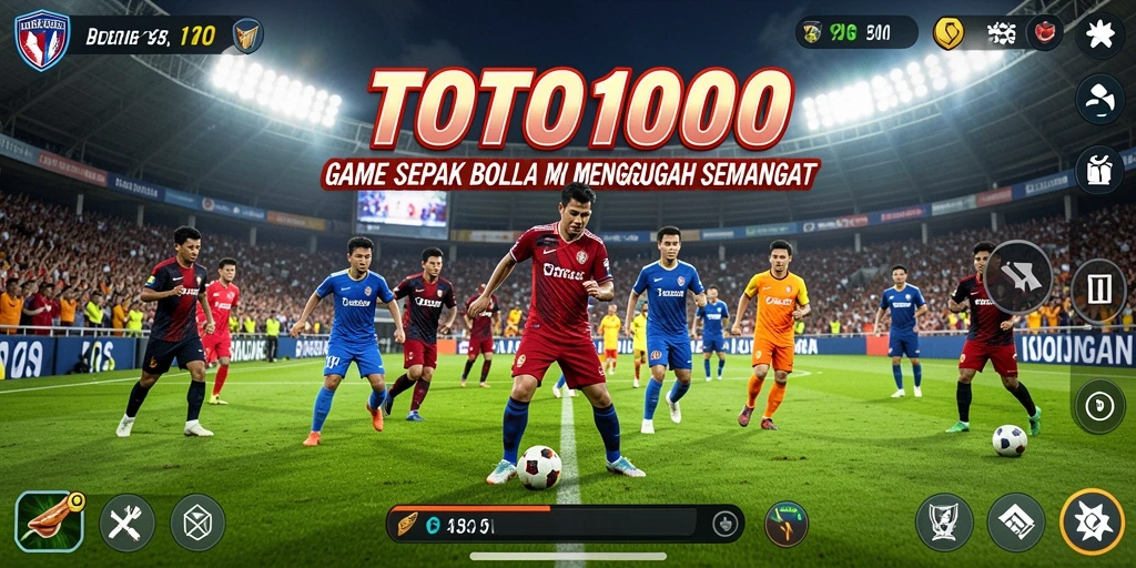 Tampilan menarik gameplay TOTO1000 menampilkan aksi sepak bola.