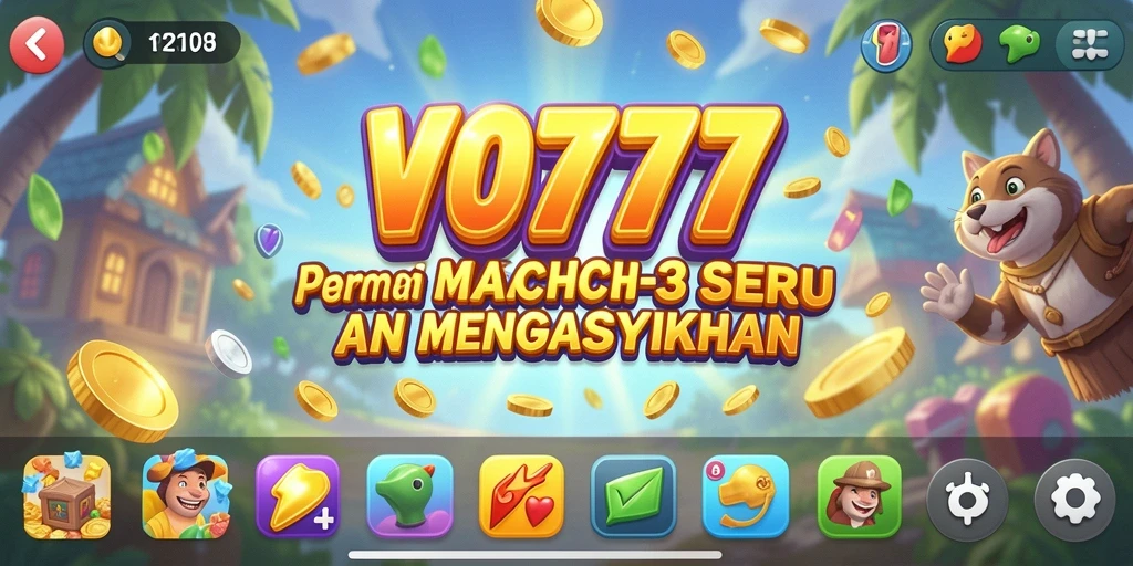 Screenshot VO777 menunjukkan gameplay Match-3 yang seru dan menantang.